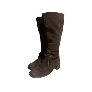 VTG 70s Snowmaids K Brown Suede Sheepskin Lined England Boots Sz 7 Bohemian Zip